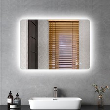 Illuminated Bathroom Mirror with LED Lights Wall Mounted Demister Touch Sensor