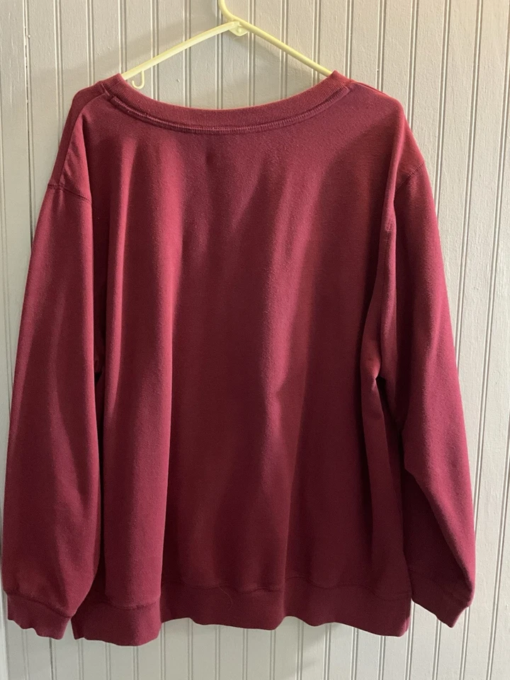 Wine OClock Crewneck Sweatshirt Women XXL Funny Maroon Green Tea Cozy Casual - Image 2 of 3