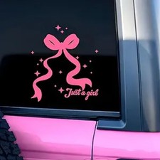 Car Decal Pink Bow Cute Motivation Positive Gifts Car Mirror -Just A Girl