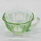 Vintage Hocking Green Depression Glass Uranium Glass Octagonal Princess Tea Cup