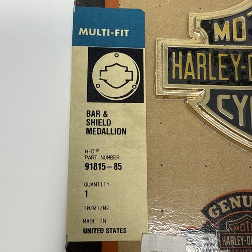 Harley-Davidson Medallion Genuine Gold Bar & Shield Large size 91815-85 Harley - Picture 3 of 6