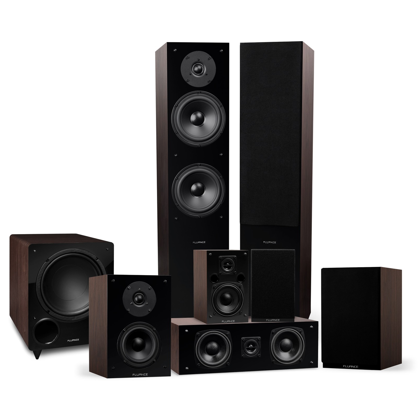 Fluance Elite Home Theater 7.1 Speaker System - Walnut