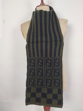Fendi genuine vintage patterned Green Wool winter Scarf Scarves
