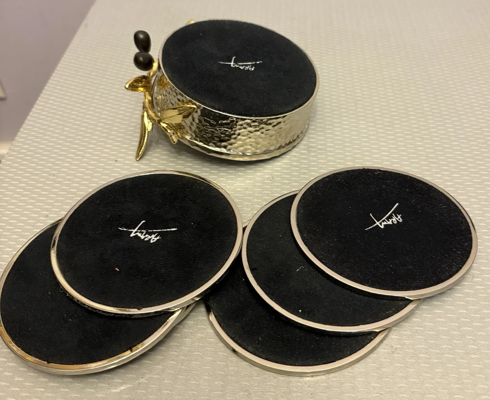 Michael Aram Olive Branch Coaster 套装 6 锤镍金叶支架 4 — 第 4/4 张图片