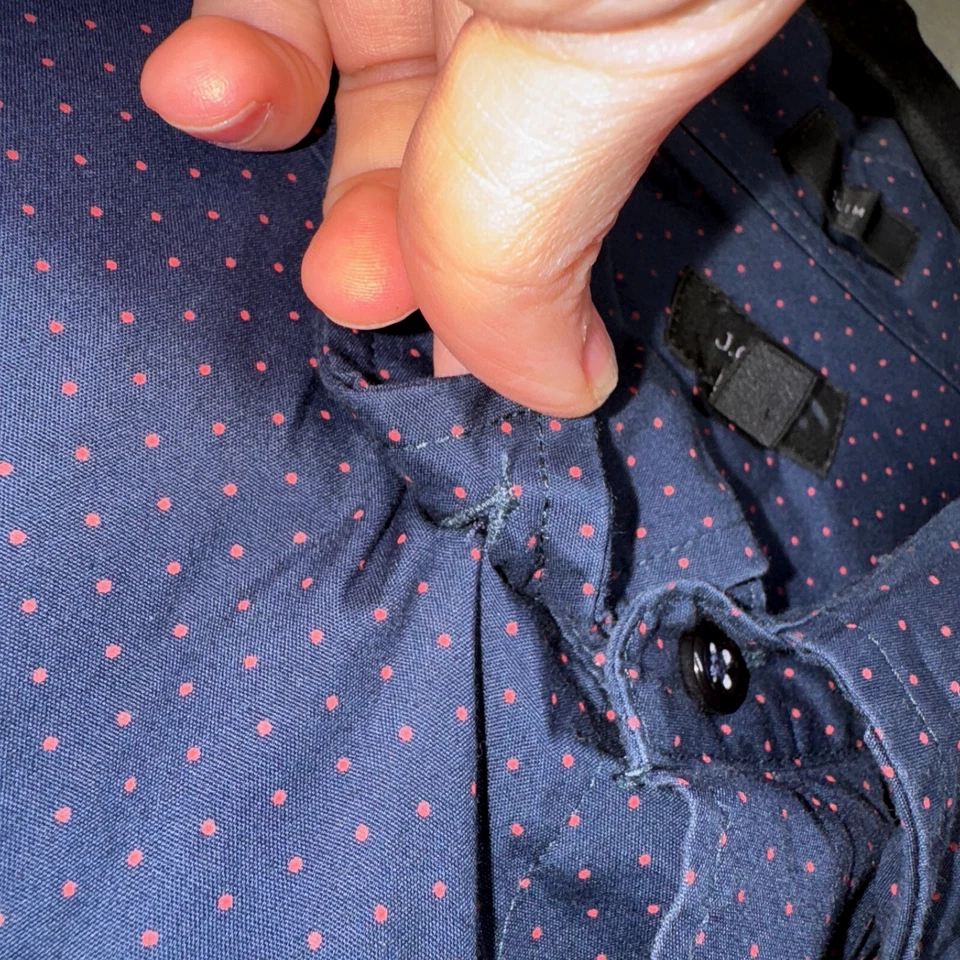 J. Crew Shirt Mens Size XL Navy Red Slim Fit Button Down Polka Dot Long Sleeve - Image 4 of 4