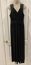 Hawkee Lace L Dress Maxi Formal V Neck Party Sleeveless Empire Waist Slit