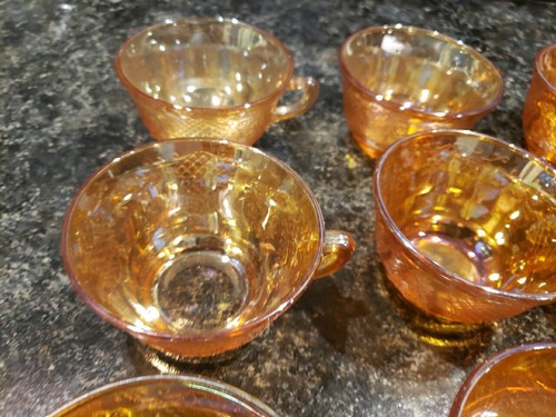 11 Marigold Carnival Glass iridescent tea cup Normandie - Picture 5 of 13