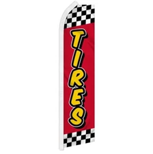 Tires (Red Checkered) Swooper Advertising Banner Flag for Auto Tire Shops