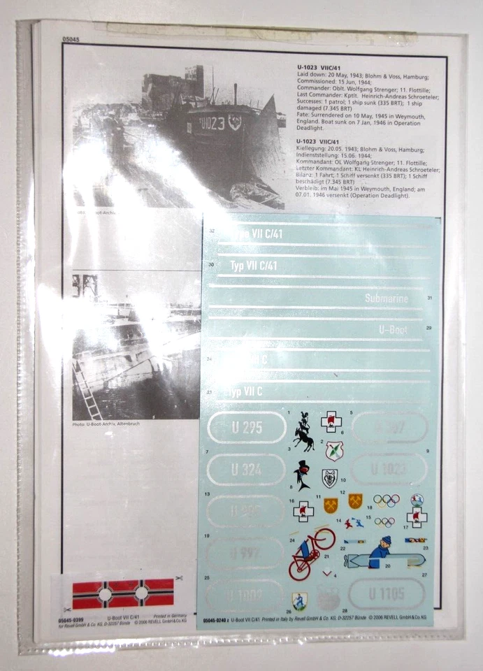 REVELL USATO 1:72 KIT SOTTOMARINO GERMAN SUBMARINE VII C/41 ATLANTIC VER. 05045 - Immagine 3 di 4