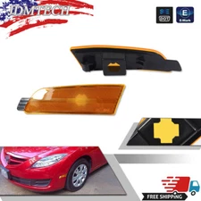 Amber Lens Front Bumper Side Marker Lamps Reflectors Kit For 2009-2013 Mazda 6