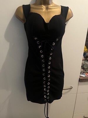 Edge Street Sexy Party Kleid Biker Punk Schwarz Mini Bustier Korsett Grosse S 36