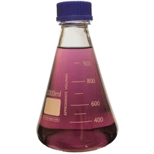 1000ml Glass Media Bottle, Conical, GL45 Screw Cap, Karter Sci 254C3 (Single)