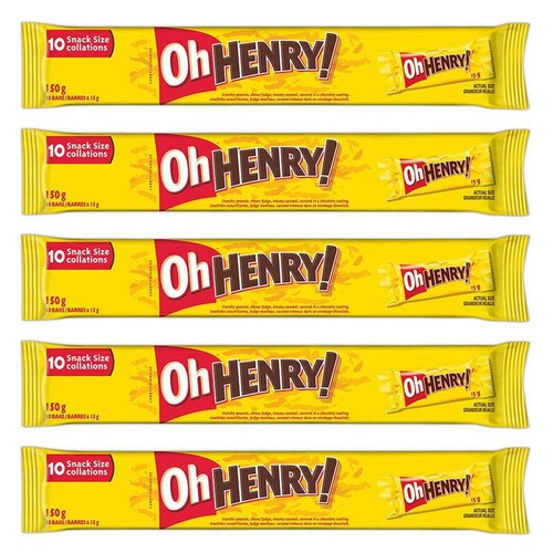 HERSHEY'S ¡Oh Henry! Barra de caramelo tamaño bocadillo 10ct, paquete de 5, 150 g/5,3 oz - Imagen 2 de 3