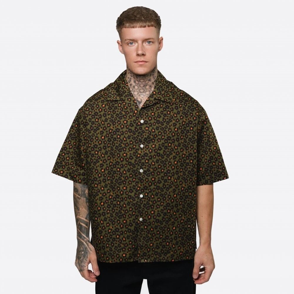 KENZO L52416 Mens Green Hana Floral Leopard Print Cotton KENZO L52416 Mens Green Hana Floral Leopard Print Cotton