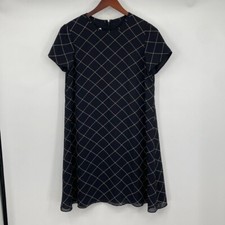 Laura Madrigano Dress Womens 8 Shift Black White Windowpane Check Vtg 90s Mini