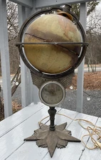 RARE Antique Vintage Art Deco Uniclok Telechron Globe Lamp Clock Table 1930's