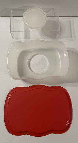 Tupperware Gel-it-All Stampo per gelatina rettangolare ondulato set 3 pezzi #5135 5134 rosso trasparente - Foto 4 di 4