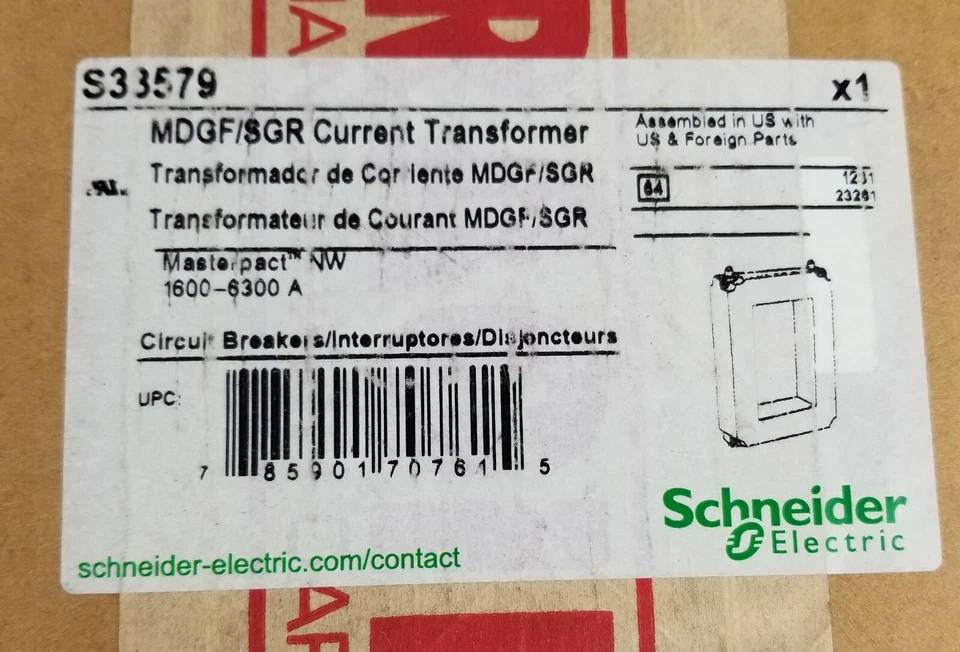 Schneider S33579 Current Transformer for MDGF/SGR 300A-800A LV833579SP NEW - Image 2 of 4