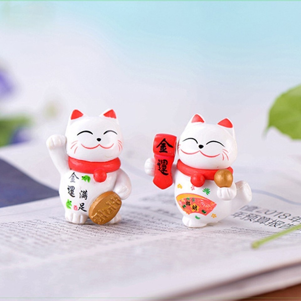 Cute Animal Lucky Cat Miniatures Garden Decoration Set of 4Pcs DIY