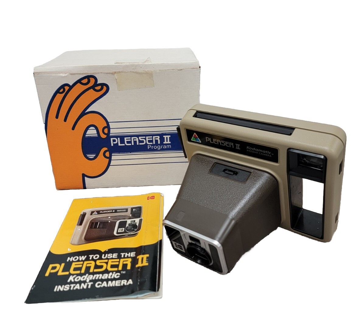 Vintage 80s Kodak Pleaser II Kodamatic Instant Camera w/ Box Manual