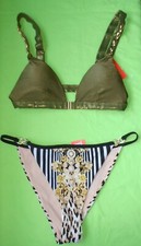 River Island Bikini brown balconette top & animal briefs Size 12 New Tags BNWT