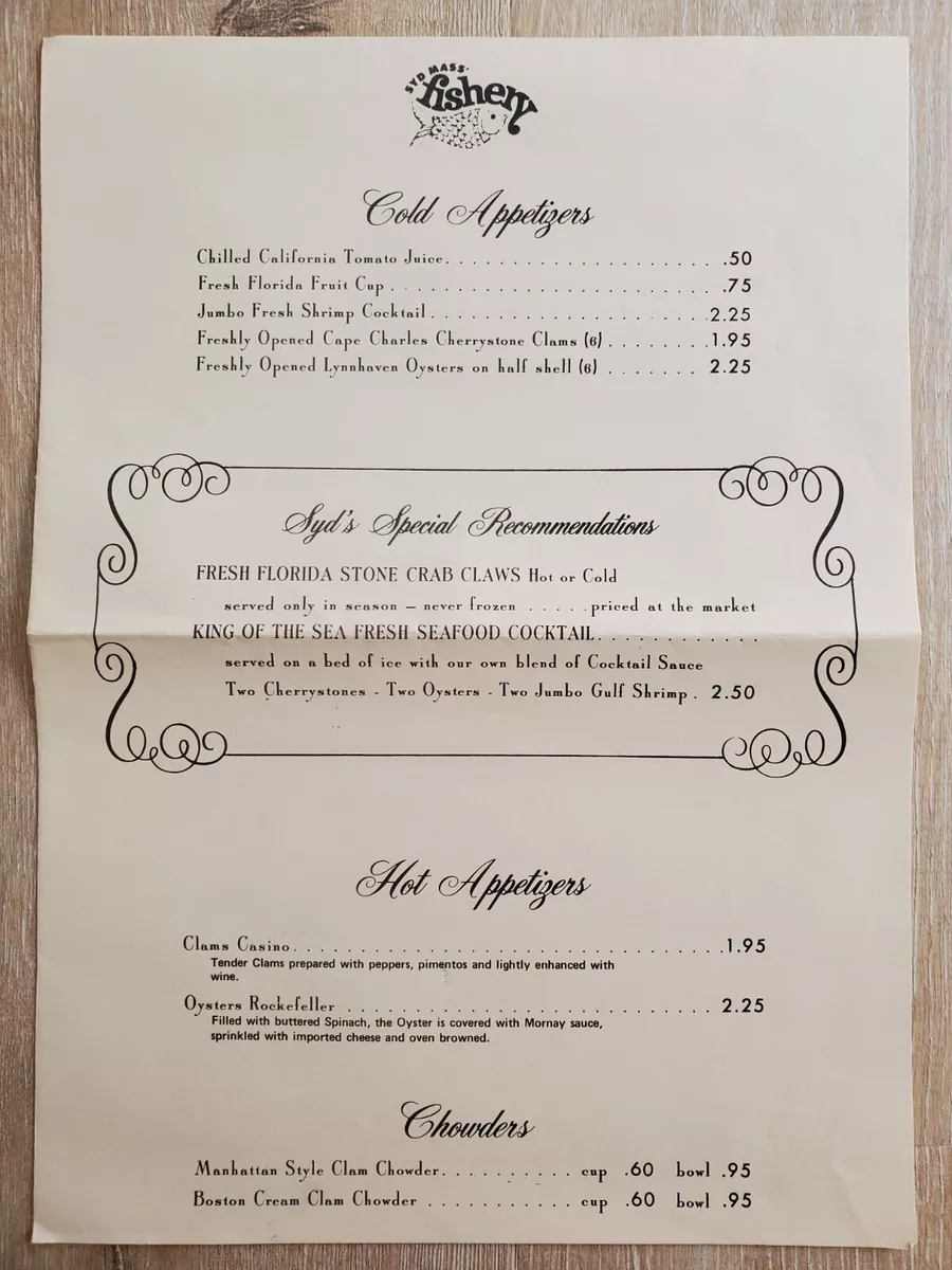 Fishery menu sale