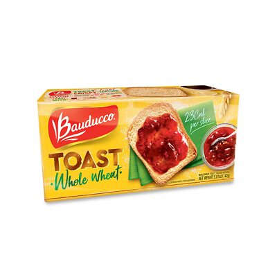 Bauducco Whole Wheat Toast (5.00oz) Delicious, Light & Crispy Toasted Bread - Wh