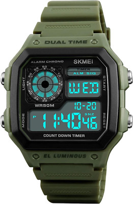 Reloj Para Hombre Resistente Al Agua Acero Inoxidable Hora Mundial Verde