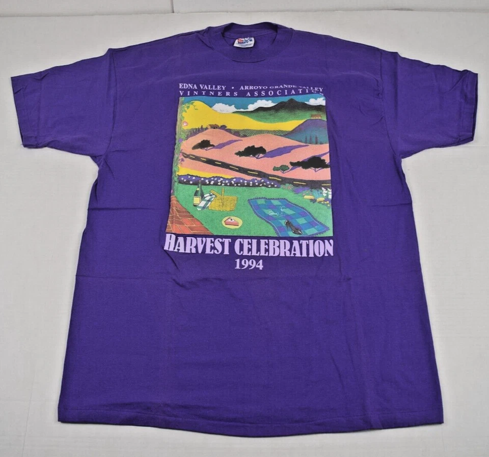 Camiseta Vintage Hanes Talla XL 1994 Púrpura Cosecha Celebración Viticultores Hecha en EE. UU. Foto 2 de 4