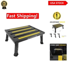 Adjustable Height Aluminum RV Step - Portable Foldable Stool, Supports 1000 lbs
