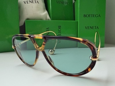 BOTTEGA VENETA BV1273S 007 Havana Gold Green Acqua Earrings