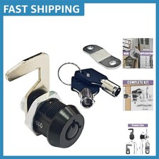 Durable Black Tubular Cam Lock 5/8 Inch with Keys - Ideal for Cabinets  Drawers