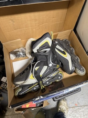 Rollerblade Zetrablade inline skates are black with yellow and grey accents