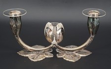 F12 antiker Kerzenhalter Kerzenständer versilbert mit Vase Quist