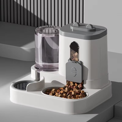 Cat Bowl Automatic Feeder with Spill Proof Design with Water Fountain Pet Food D