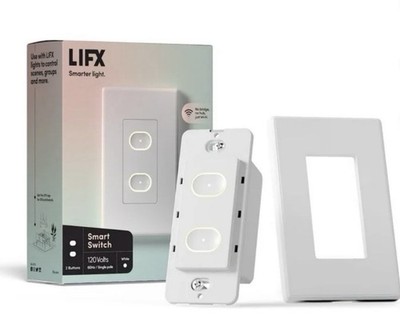 LIFX 2-Button Smart Switch featuring a white glass touch pane