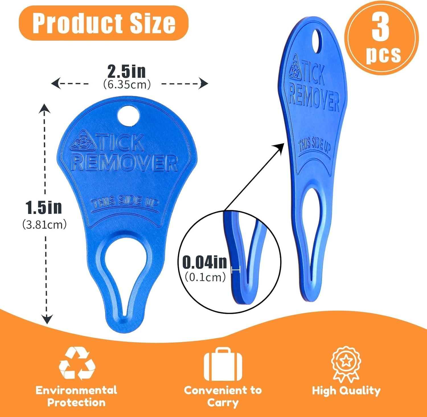 3 Pack Portable Tick Removal Tools for Dogs, Pets, and Humans, Safe & Efficient