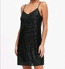 Banana Republic Sequin Slip Dress Womens 12 Midnight Shimmer Black Holiday Party