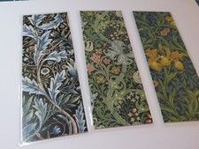 SET OF 3 LAMINATED BOOKMARKS  - WILIIAM MORRIS DESIGNS  - 15 x 6 cm  BM310