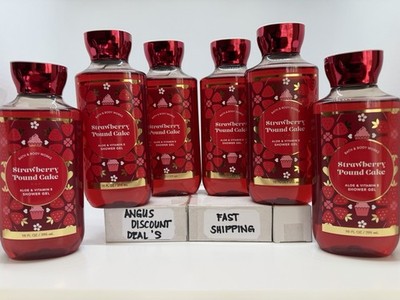 Bath & Body Works 6 PCS STAWBWERRY POUND CAKE BODY WASH  VIT. E + Aloe 10oz, NEW