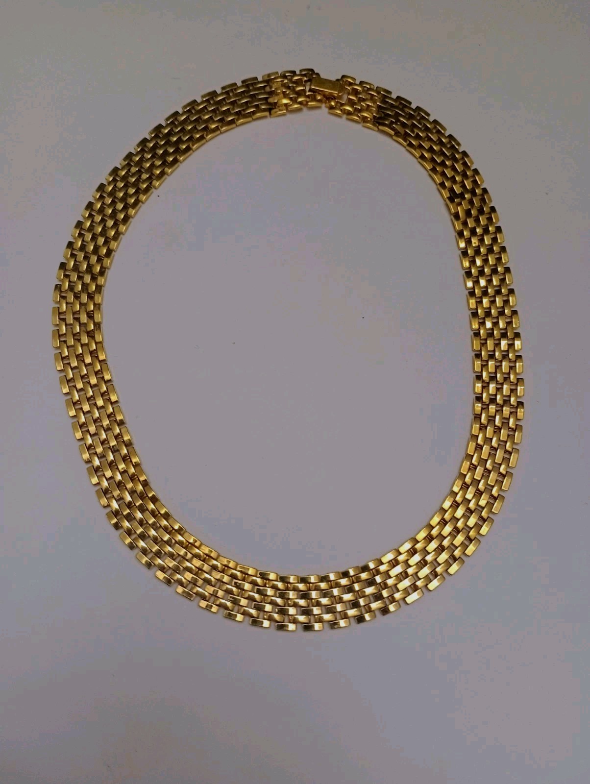 Crown Trifari Vintage Necklace Gold-Tone Brick Link Choker