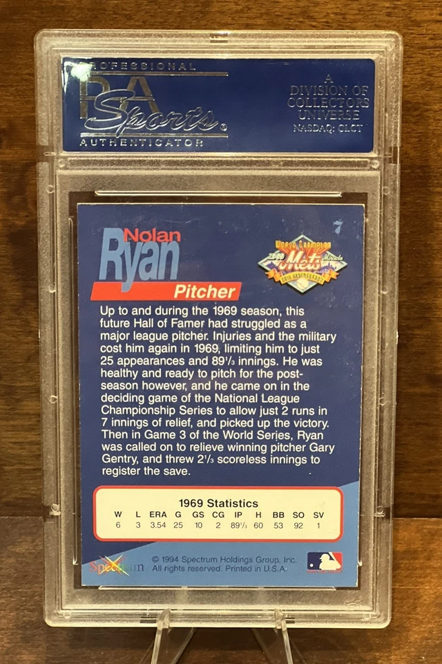 Nolan Ryan AUTO PSA 8.5 NM-MT+ 1994 Spectrum #7 1969 Miracle Mets HOF - Image 2 of 2