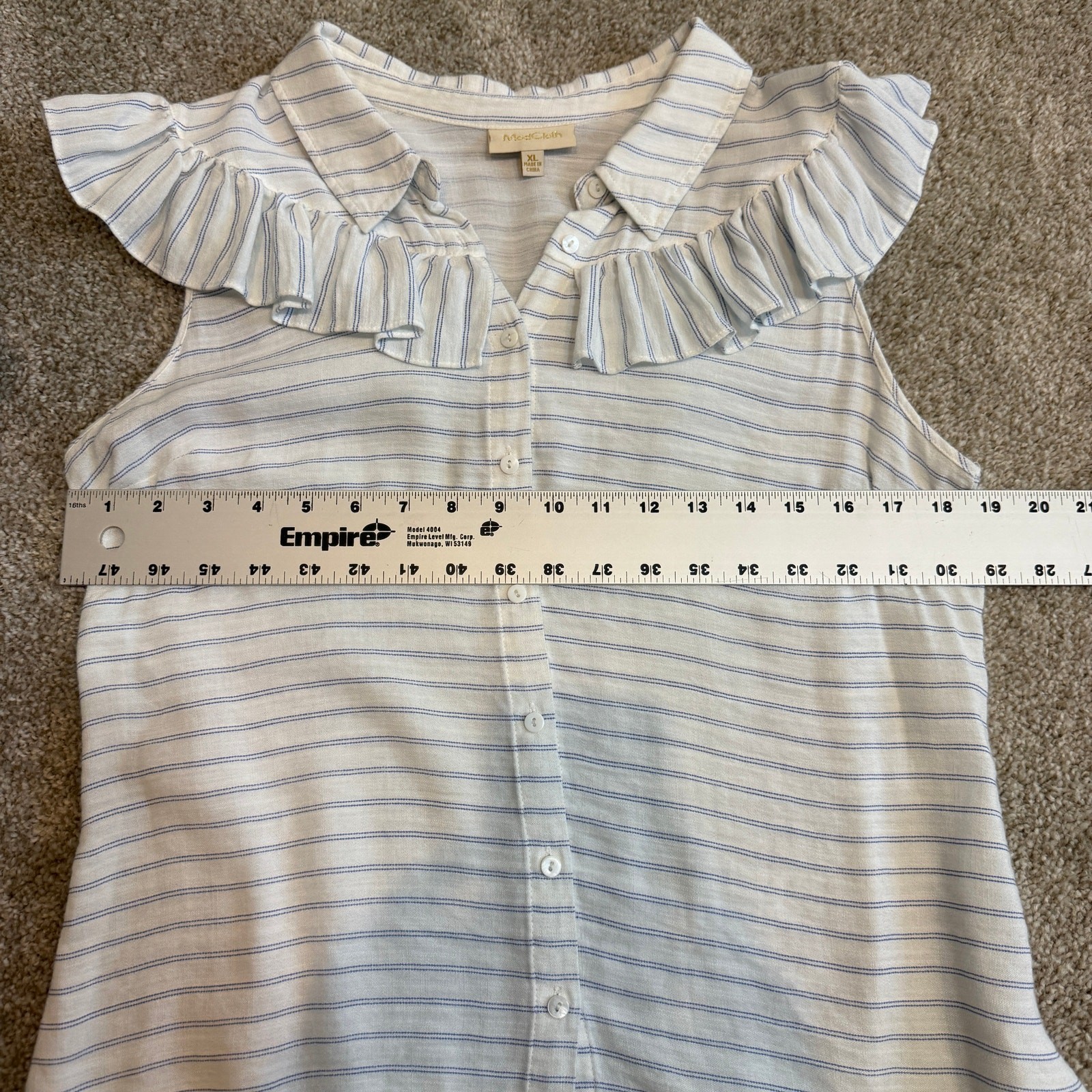 ModCloth XL ruffle collared button front striped … - image 4