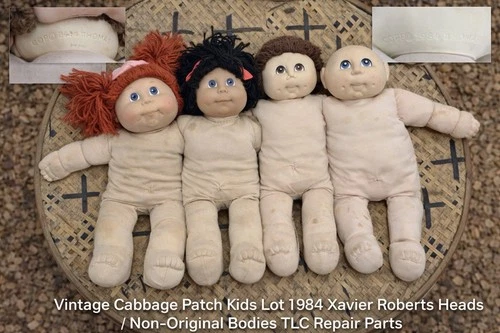 Vintage Cabbage Patch Style Doll Lot 4  Heads TLC Repair Parts AS IS