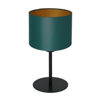 Tischleuchte Schlafzimmer Stoff Schirm E27 33 Cm Petrol Gold Nachttisch Lampe