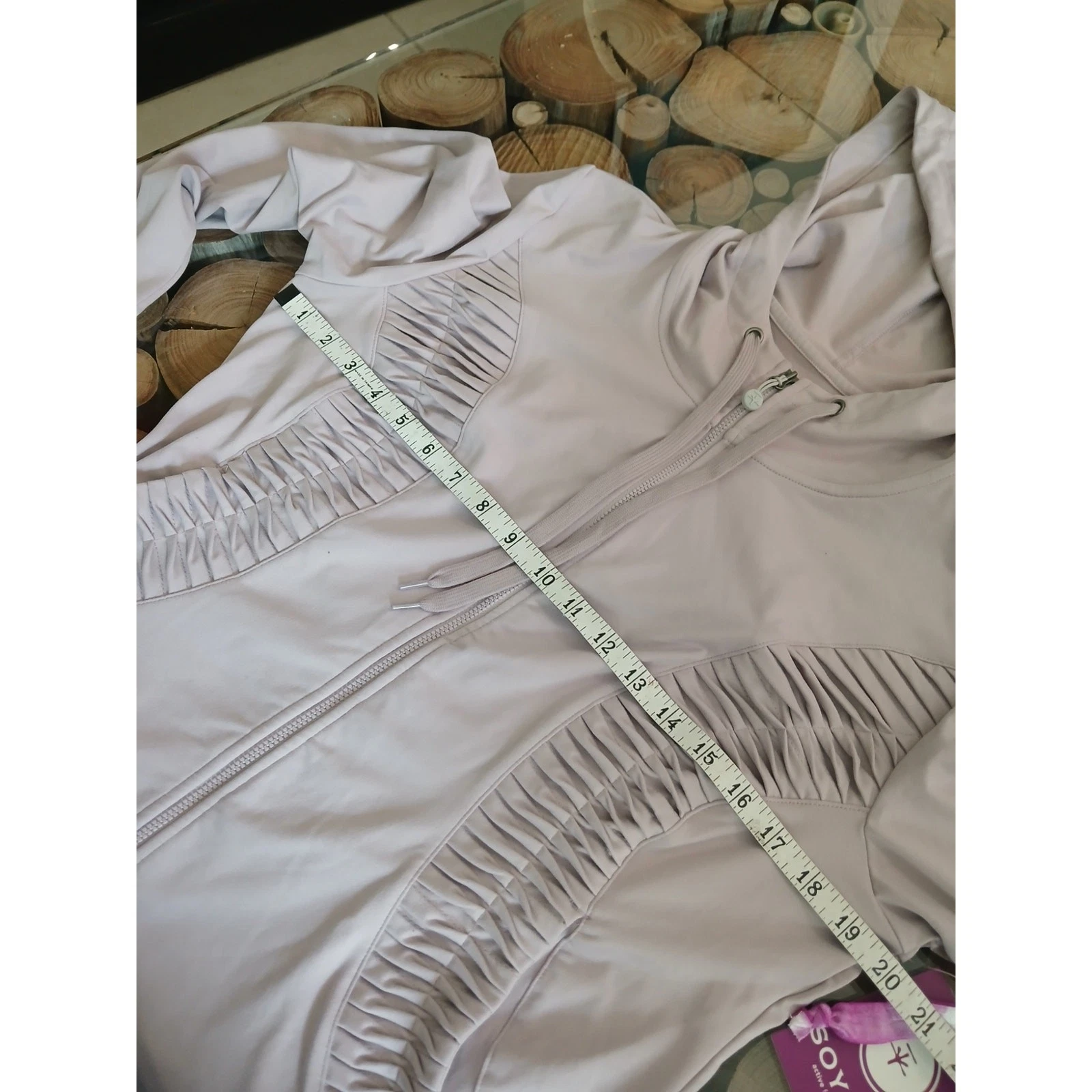 VETEMENTS Felpa con cappuccio Soybu Yoga allenamento Pintuck Paschi giacca argento lilla nuova con etichetta grande