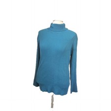DKNY Donna Karan Womens Teal Ribbed Long Sleeve Turtleneck Sweater Size XL New