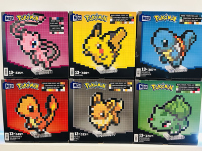 MEGA BLOKS Building Blocks Retro Pixel art POKEMON BRAND NEW SEALED Set Of 6