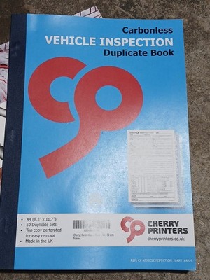 Carbonless Vehicle Inspection Triplicate Book Made in the UK - READ