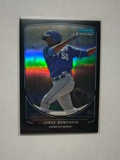 2013 BOWMAN CHROME JORGE BONIFACIO CHROME REFRACTOR ROOKIE TRADING CARD 44/99. rookie card picture